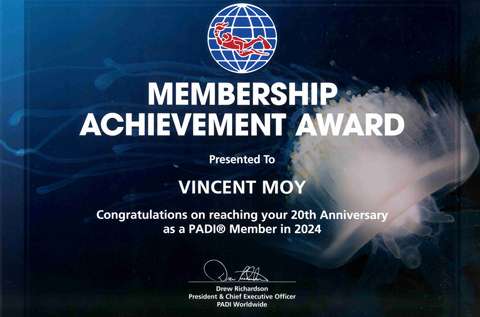 Phuket PADI Professional 20 Year Award