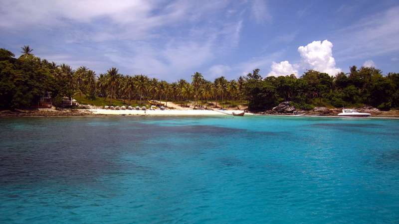 Beautilful calm blue water at Racha Yai Island during the low season in Phuket